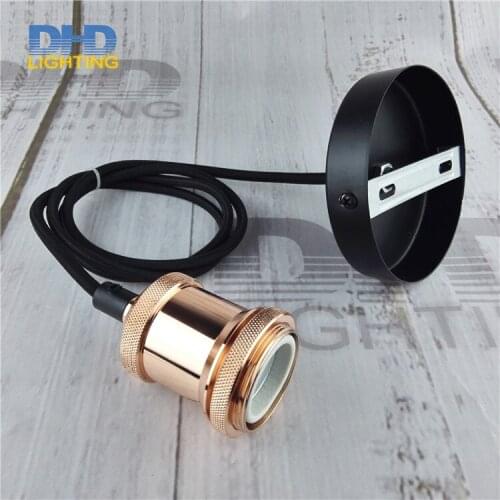 Glossy copper Vintage Rustic E27 aluminum Edison Pendant lamp light Retro no shade hanging lamp Fixture Industrial DIY lighting