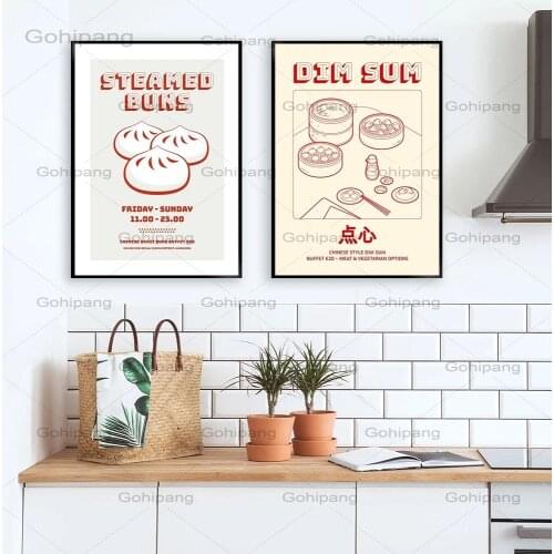 Chinese Food Wall Art Prints Dumplings Poster Kitchen Art Canvas Painting Pictures for Living Room Chinese Food Gift Home Decor