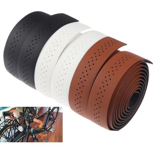 Bicycle Handlebar Tape Road Bike PU Leather Perforated Belt Breathable Soft Bike Handlebar Tape MTB Fixed Gear Belt