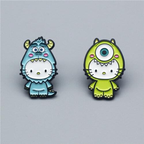 Cute Monsters Mike Cat Originality Cartoon Comic Brooch Interesting Metal Enamel Badge Childrens Fashion Jewelry Gifts