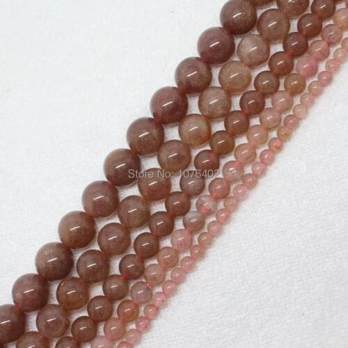 Mini. order is $8! 4-12mm Natura strawberry Crystal quartz DIY Round Loose Beads 15