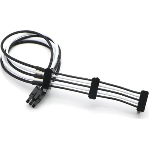 Single Sleeved 6Pin to 3x SATA 15Pin Modular PSU Power Cable for Corsair PSU