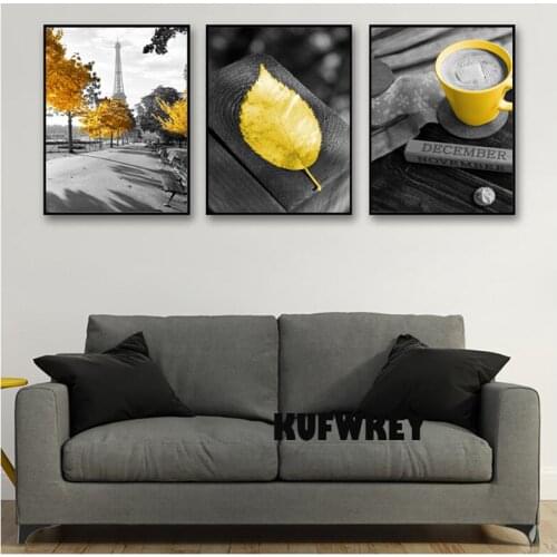 Yellow Leaf full drill square round 5d diy diamond painting 3pcs/set cross stitch diamond embroidery for Living Room wall Decor