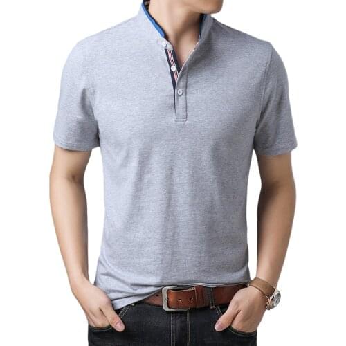 Latest Design Cheap Stylish Solid Color Plain Mens Stand Collar Short Sleeve Polo T-shirts