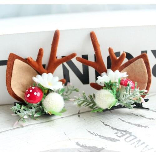 Newest Arrival Christmas Hair Clips Cute Reindeer Ears Antlers Flowers Hairpins Stylish Hair Accessories for Women Girls