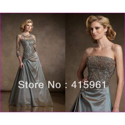 Farsali Formal evening dress vestido de madrinha Beaded Lace Full Length Taffeta Mother of the Bride Dresses With Jacket