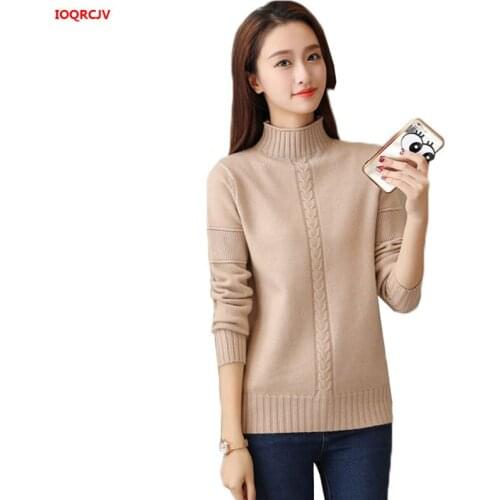 Autumn Winter Sweater Pullover For Women Half Turtleneck Sweaters Long Sleeve Loose Female Warm Sweater Spring Knit Jumper W49
