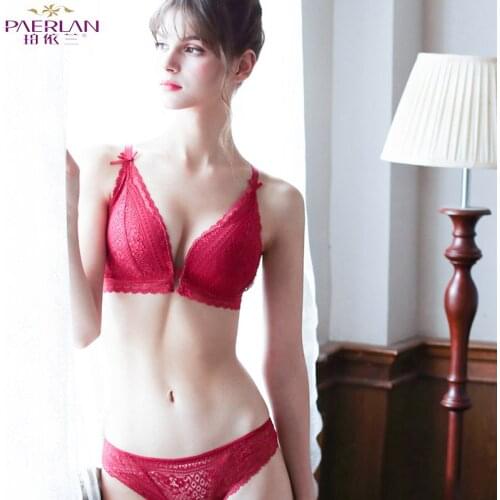 PAERLAN Front /Back Closure Blue And Gray New Lace Side Without Rim Bra Comfortable Multicolor A B C Cup Underwear