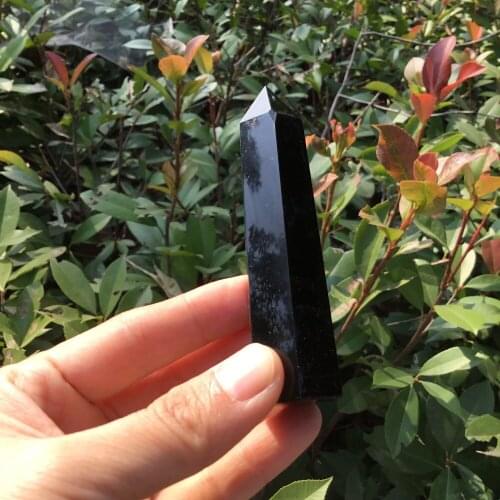 Natural mineral gemstone black obsidian crystal healing points