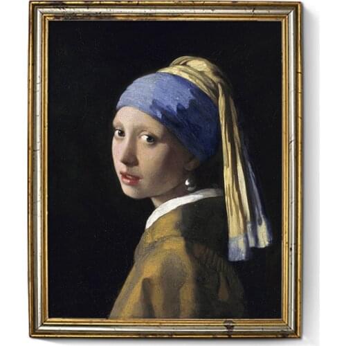 Girl With A Pearl Earring By Johannes Vermeer Classic Oil Painting Print On Canvas Wall art Pictures For Living Room Home Decor