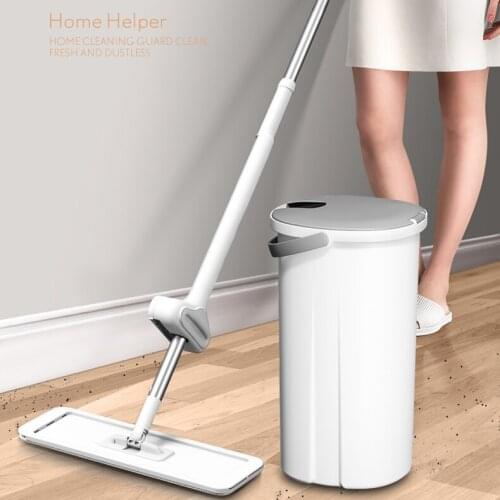 Hand Washing Mop Wet Dry Magic Bucket Microfibre Wash Dry Ultraclean Aluminium Spin Mop Wood Floor Mop Parowy Home Cleaning DG40