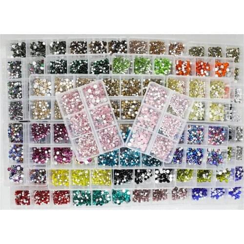 1200pcs Mix Sizes Glass Crystal Non Hot Fix Rhinestone Set Flatback 3D Crystal Nail art Rhinestones Decorations For Garment/Nail