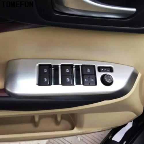TOMEFON For Toyota Highlander Kluger XU50 2014 2015 ABS Chrome Door Armrest Window Switch Button Cover Panel Bezel Frame Cover