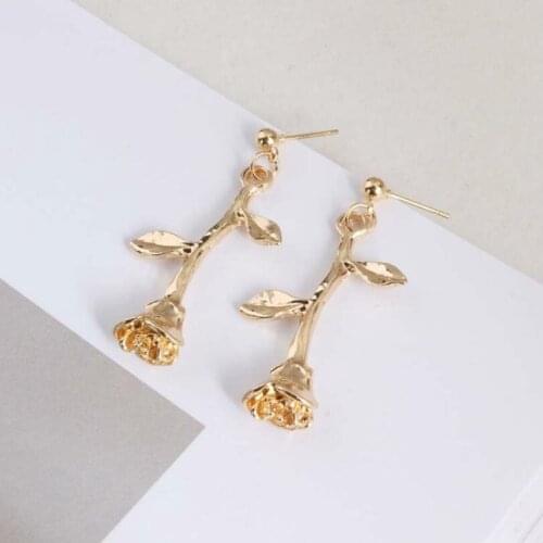 Vintage Delicate Flower Branches Elegant Earrings Fashion Jewelry Personality Retro Earrings Gold Earrings Women Long Earrings