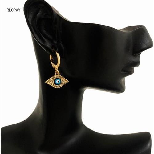 Vintage Fashion Turkish Evil Eye Dangle Earrings for Women Ethnic Blue Eyes Jewelry Earring Gold Earring Set
