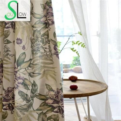 Slow Soul tropical Rain Quality Curtain Fabric Bedroom Factory Direct Sales Curtains For Living Room Cortinas Floral Kitchen