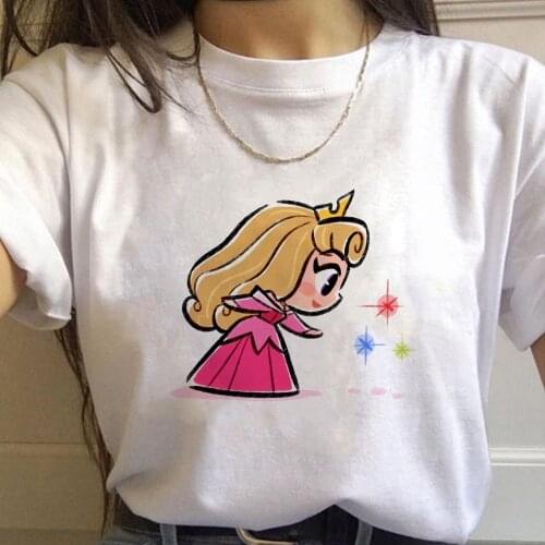 T Shirt Disney Princess Animation​ Briar Rose Design Women T-shirt Cute Aurora Printed T-shirt 2021 New Clothing White Tshirt