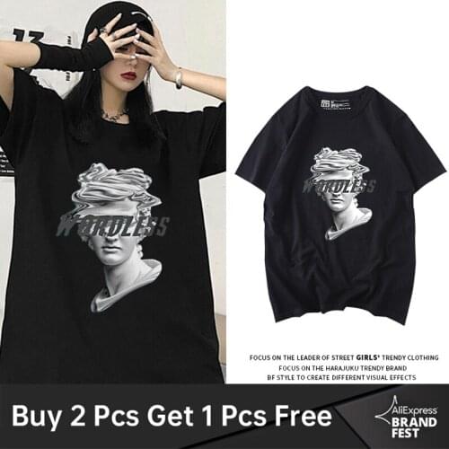 New Fashion Beautiful Girl Art Print T Shirt Women Streetwear Tide Brand Cotton T-shirts Harajuku Black Vintage Korean Tee Shirt