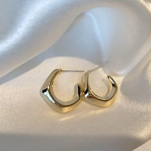 Gold Color Metal Hoop Earrings For Women Circle Square Shape Geometric Earrings 2021 Trendy New Fashion pendientes Jewelry