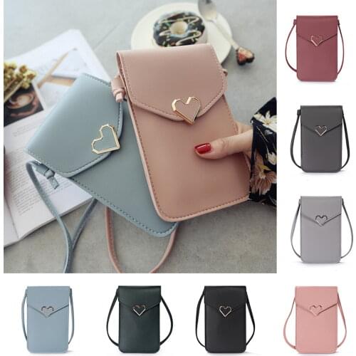Womens Touch Screen Cell Phone Purse Transparent Simple Bag New Hasp Cross Wallets Smartphone Leather Shoulder Light Handbags