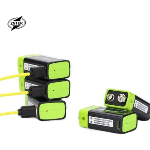 ZNTER 6pcs 9V 600mAh Lithium Li-po Li-ion Rechargeable Battery + Micro Usb Cable for Charging USB Battery