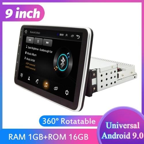 1 DIN 9" Android 9.0 Rotatable Screen HD Quad-core RAM 1GB ROM+16GB Car Stereo Radio GPS Wifi Mirror Link