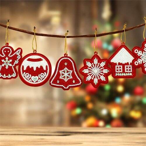 10pcs New Year 2022 DIY Diamond Painting Xmas Tree Angel Pendants Ornament Christmas Decorations for Home Crafts Navidad 2021