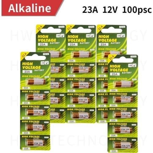 100pcs/Lot 12V 23A Ultra Alkaline Battery High Voltage Battery A23 V23GA MN21 For Calculators /Keyfob Remotes /Alarms