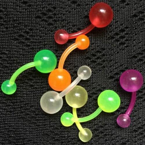 7pcs Free shipping Mix Color Navel ,Soft Belly ring,Navel jewelry Glow In Dark Belly Ring Belly Button Rings