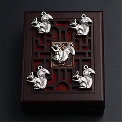 8pcs Antique Silver Color 3D Cute Small Squirrel Charm Popular Necklace Earrings DIY Metal Jewelry Alloy Pendants 22*20mm A1239