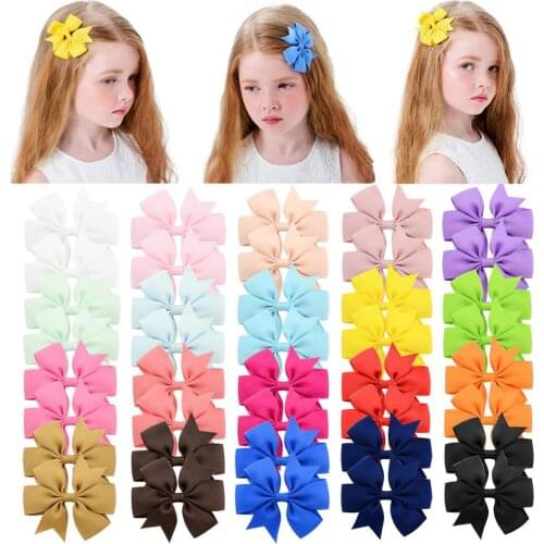 18pcs /lot 3 inch 18 Colors Ribbon Hair Bows Girls' Hair Accessories Kids Bows for Hair NO Clip Hot Selling Bows for Girl 564