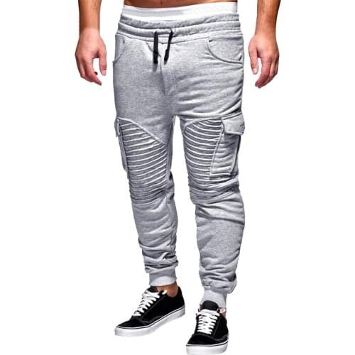 Men Casual Joggers Pants Solid Thin Cargo Sweatpants Male Pocket Trousers New Mens Sportswear Hip Hop Harem Pencil Pants#f3