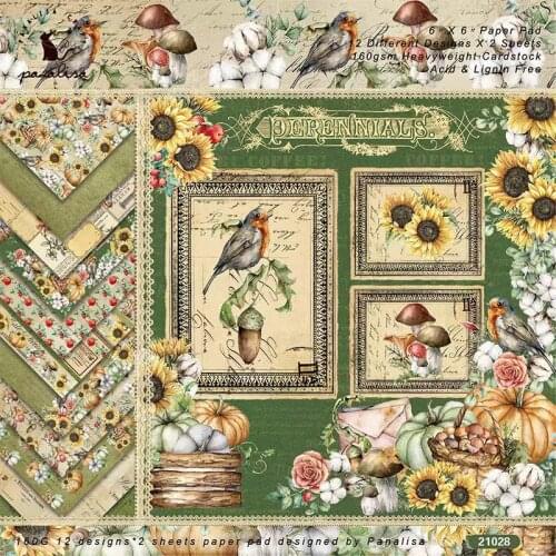 24 sheets 6"X6"Paper Sunflower pack Pattern Creative Scrapbooking paper pack handmade craft paper craft Background pad