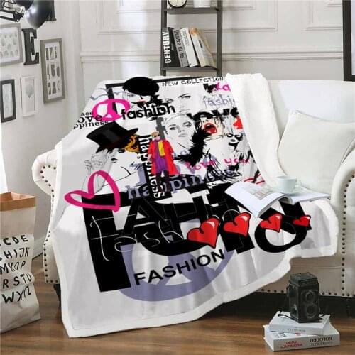 Graffiti Blanket for Kids Cartoon Microfiber 3D Printing Plush Sherpa Throw Blanket on Bed Sofa Boys Bedding