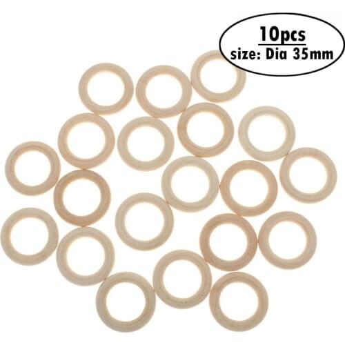 10pcs 35mm Natural Wood Rings Unfinished Wooden Ring Wood Circles for Art DIY Craft, Ring Pendant and Connectors Jewelry Making