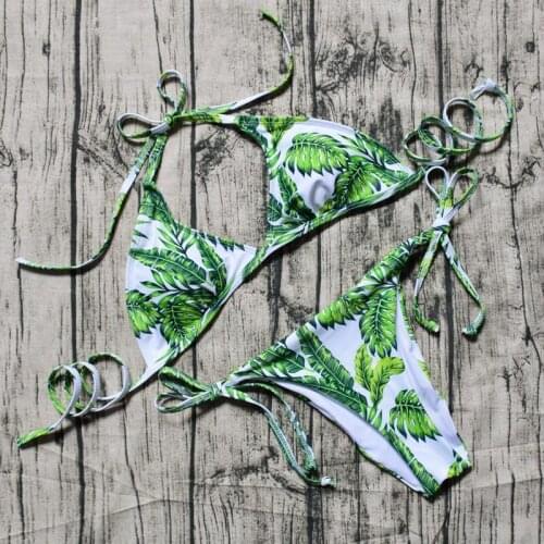 2021 Swimsuit Floral Print Bikini Set Bandeau Swimwear Sexy Biquini Bathing Suit Women Bikinis String Beachwear Two Pieces Suit