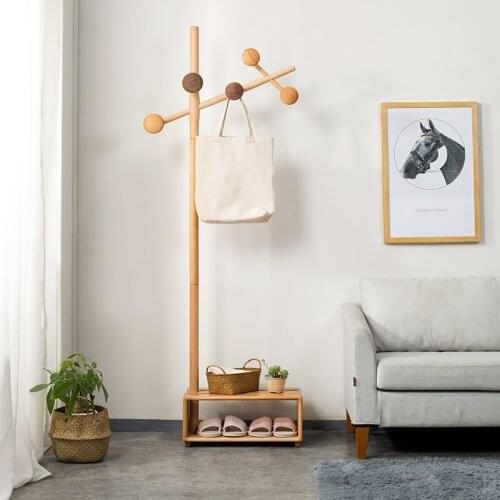 Furniture For Home Wooden Clothes Hanger Floor Standing Shoe Rack Towel Ladder Shoe Changing Stool Hang Clothes Hanger Integrate