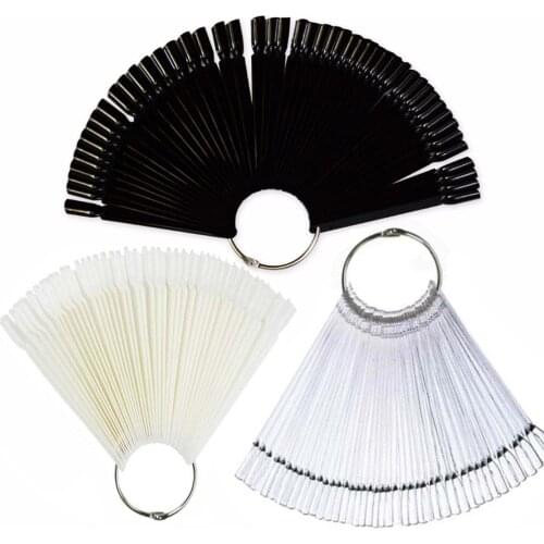 50 Tips False Nail Fake Nail Art Tips Polish UV Gel Black Color Decoration Display Set Nail Tools Fanshaped Nail Art Tool