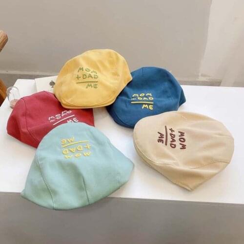 New Kids Berets Korean Version Baby Beanies Hats Embroidered Alphabet Hat For Boys Girls Party Gentleman Cap Kids Bonnet 1-3Y