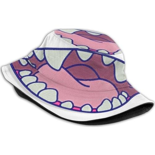 Lilo Open Mouth Teeth Print Bucket Hats Sun Cap Lilo Lilo And Cute Ohana Blue Family Cartoon Flower Kids Love Hawaii Adorable