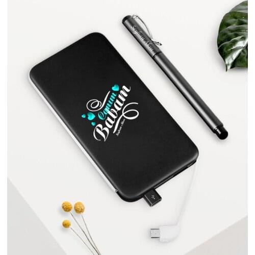 Personalized Dear Dad Black 5000 mAh Powerbank and Pen Seti-7