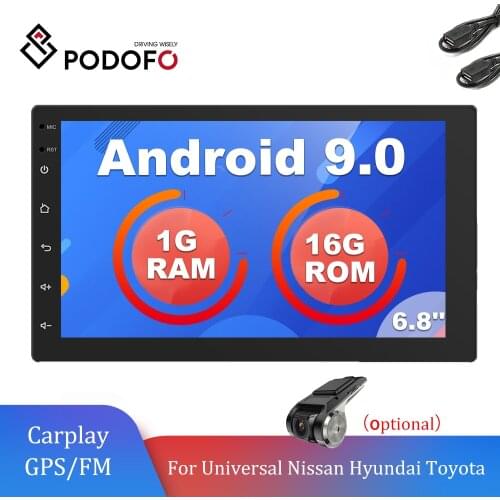 Podofo 2Din GPS Car Radio 6.8'' Android 9.0 Navigation FM EQMultimedia Player For Volkswagen Nissan Hyundai Kia Toyota Universal
