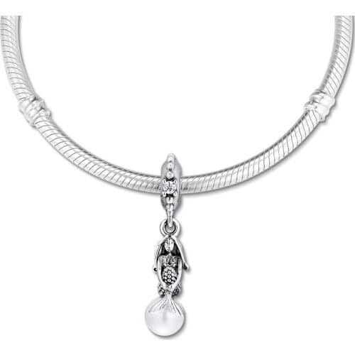 Fits for Pandora Beads Bracelets 100% 925 Sterling Silver Jewelry Luminous Ariel Hanging Charms Free Shipping