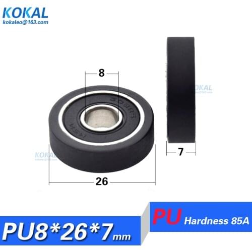 [PU0826-7] low noise 10PCS 608RS 608-RZ balck PU polyurethane the traction pulley rubber TPU wheels bearing 8X26X7mm 0826-7