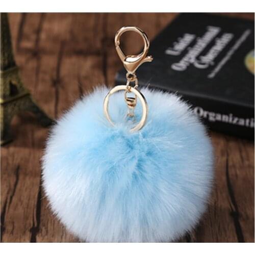 Fluffy Fur Pom Pom Keychain Soft Faux Rabbit Fur Ball Car Keyring Pompom Key Chains Key holder Women Bag Pendant Jewelry Gifts