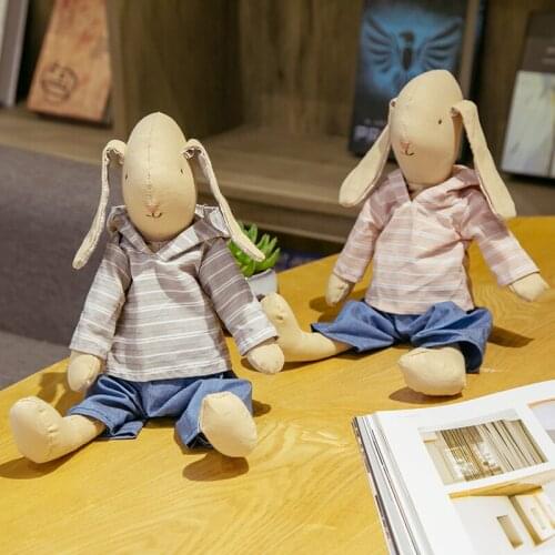 Woolen doll rabbit Plush toys Crochet knitting Cotton Soft Dress Rabbit Stuffed doll Hand knitting animal dolls Couple dolls