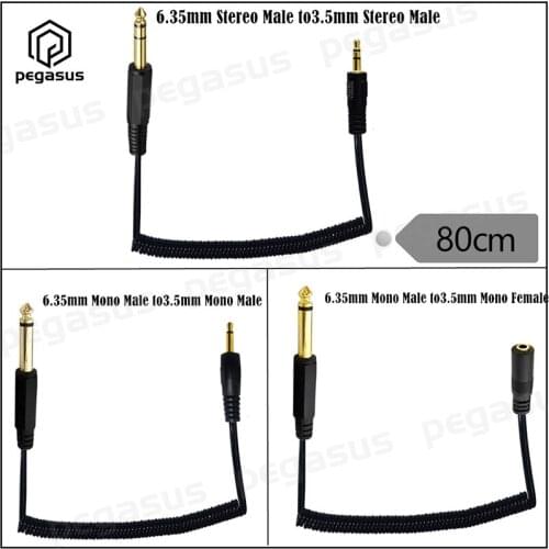 0.8 Meter Coiled Spiral Cable 6.35mm Male to 3.5mm Male/Female Cable
