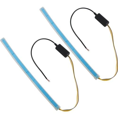 Car LED light guide strip ultra-thin daytime running light two-color running water turn steering tear light decorative lights