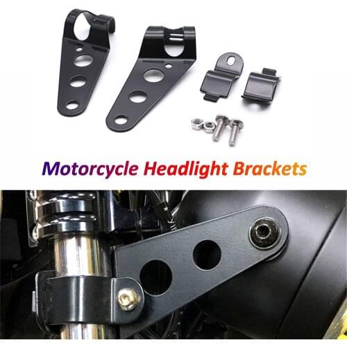 Universal Motorcycle Headlight Brackets Retro Motorbike Cafe Racer Headlamp Mount Head Light Support Front Round Lamp Carrier