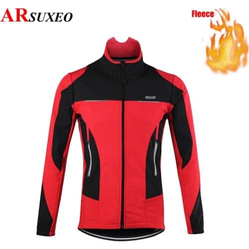 ARSUXEO Cycling Jacket Waterproof Windproof Thermal Fleece MTB Bike Jersey MTB Mountain Bicycle Riding Autumn Winter Jacket Coat